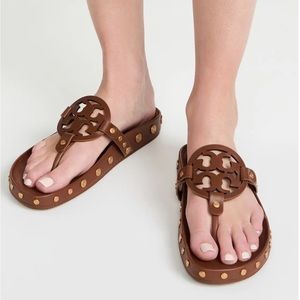 TORY BURCH Miller Cloud Coin Sandals SIZE 6 Women Natural Tan summer sandals